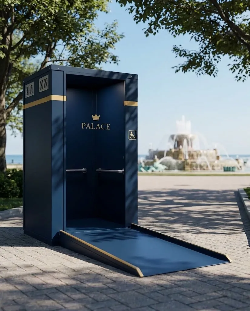 ADA-accessible portable restroom at a Chicago park