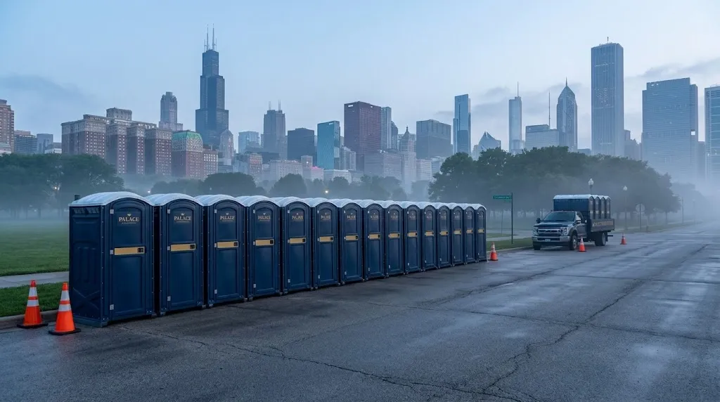 Portable toilet cluster at the Chicago Marathon