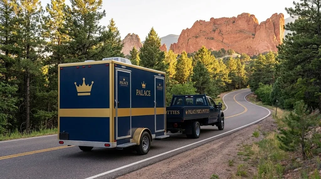 Portable toilet at a Denver mountain event venue